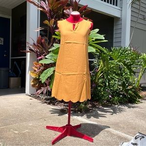 New Scalloped bottom hem dress with scalloped sleeves Golden yellow